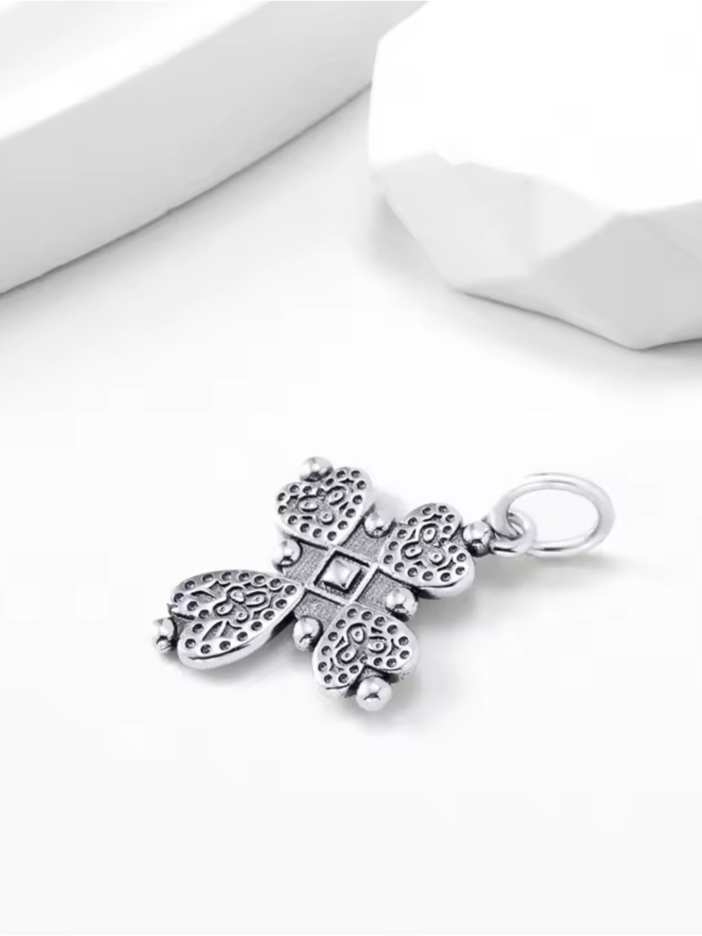 Sterling Silver Filigree Cross Pendant - Silver - Picture 5 of 5